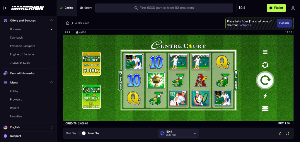 najbolji tenis slotovi primer