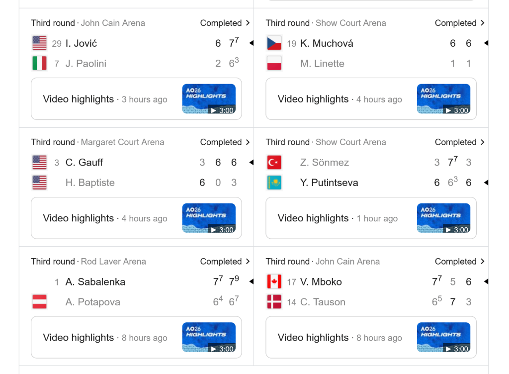 australijan open 2026 rezultate